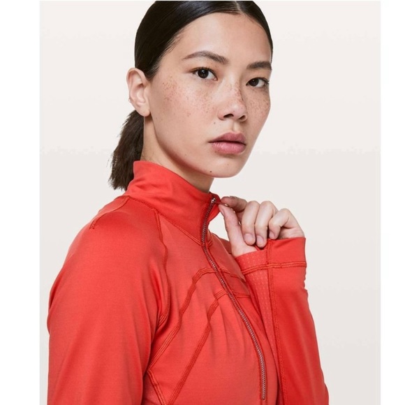 Lululemon Front Of The Pack 1/2 Zip Aries Red Luxtreme Run Long Sleeve Sz 10 - Picture 4 of 13